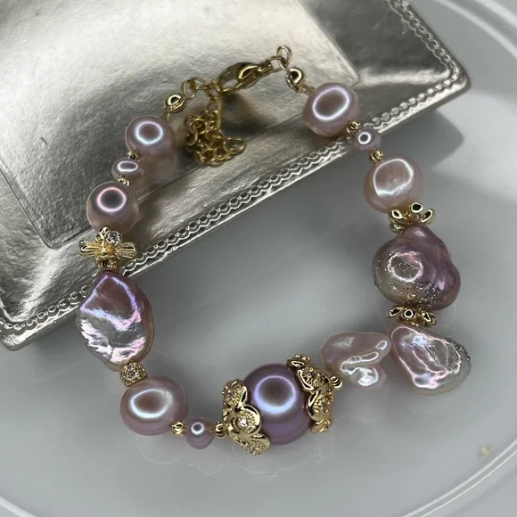 Handmade Freshwater Pearl Unicorn Color Purple Pink Bracelet 😍 - Picture 2 of 3